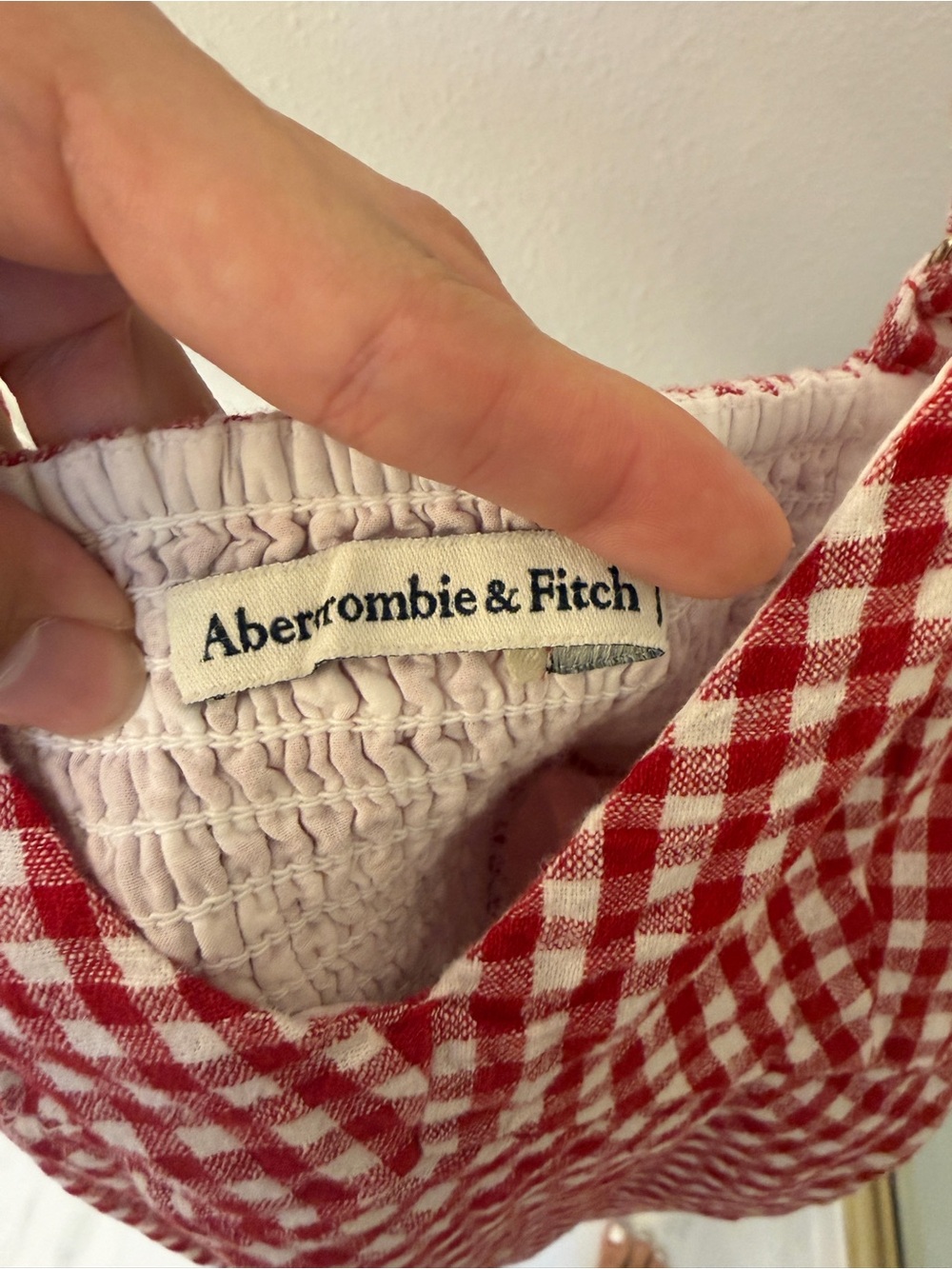 Red Gingham V-Neck Women’s Dress - Picture 3 of 5